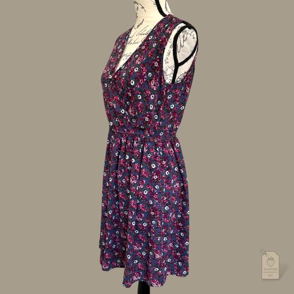 Xhilaration Purple Floral Fit & Flare Dress Women’s M Sleeveless Casual Sundress - Picture 4 of 7